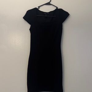 Black Cap-Sleeve Mini Dress